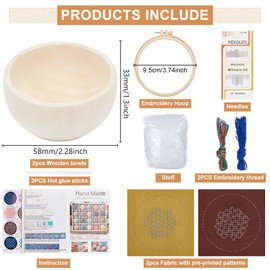 FREEBLOSS 2 Set Sashiko Pincushion Kit DIY Sashiko Kit Sashiko Pincushion Sewing Kit Japanese Embroidery Pincushion with Sewing Crafting Fabric Sashiko Pattern Sewing Kit for Beginners