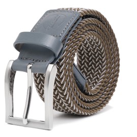 TOUGERJOY Mens Stretch Belt, Woven Elastic Braided Web Belt Casual for Golf Hunting Pants Jeans Large Green + White