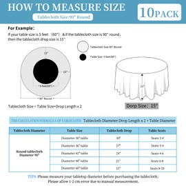 10 Pack Royal Blue Tablecloth Round 90 Inch Circle Polyester Tablecloth,Stain Resistant and Wrinkle Fall Tablecloth,Table Cover for Dining Wedding Party Banquet Buffet Christmas Decorations