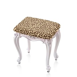 Luarisgur Bar Stool Rectangle Seat Covers Brown Leopard Print Bar Stool Chair Cover Set of 2 Stretch Stool Covers Rectangular Washable Soft Stool Slipcover Bar Chair Cover with Elastic Band