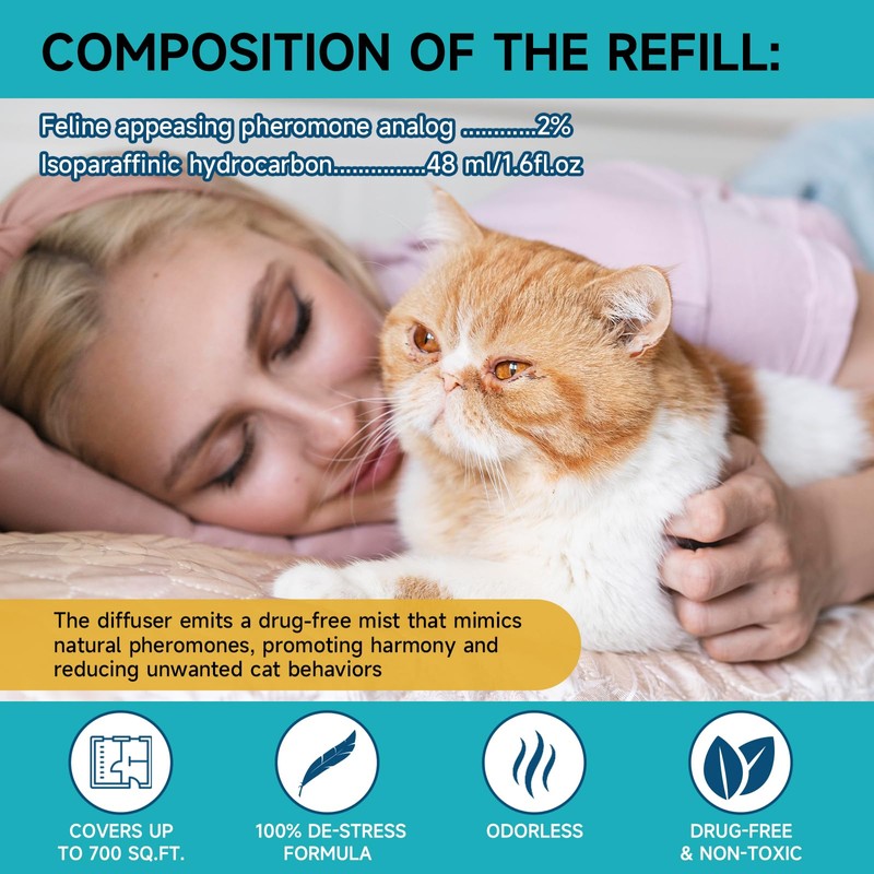 Woyamay Cat Calming Diffuser Refills - 4 Pack Cat Pheromones