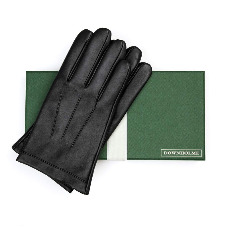 Downholme Vegan Leather Gloves for Men (Black, XL)