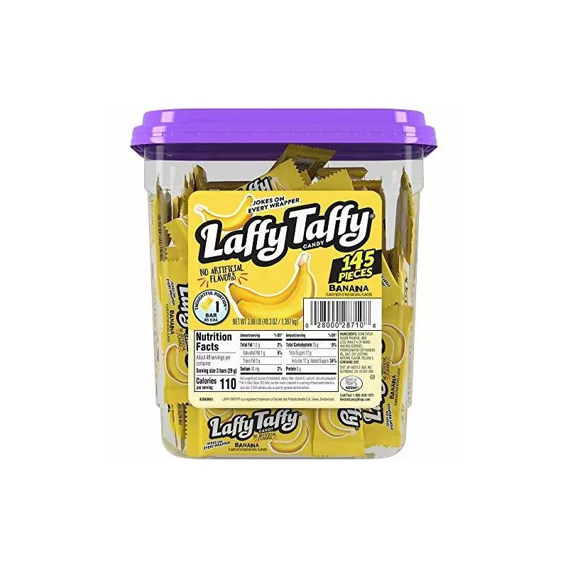 Laffy Taffy Candy Jar, Banana, 145 Count