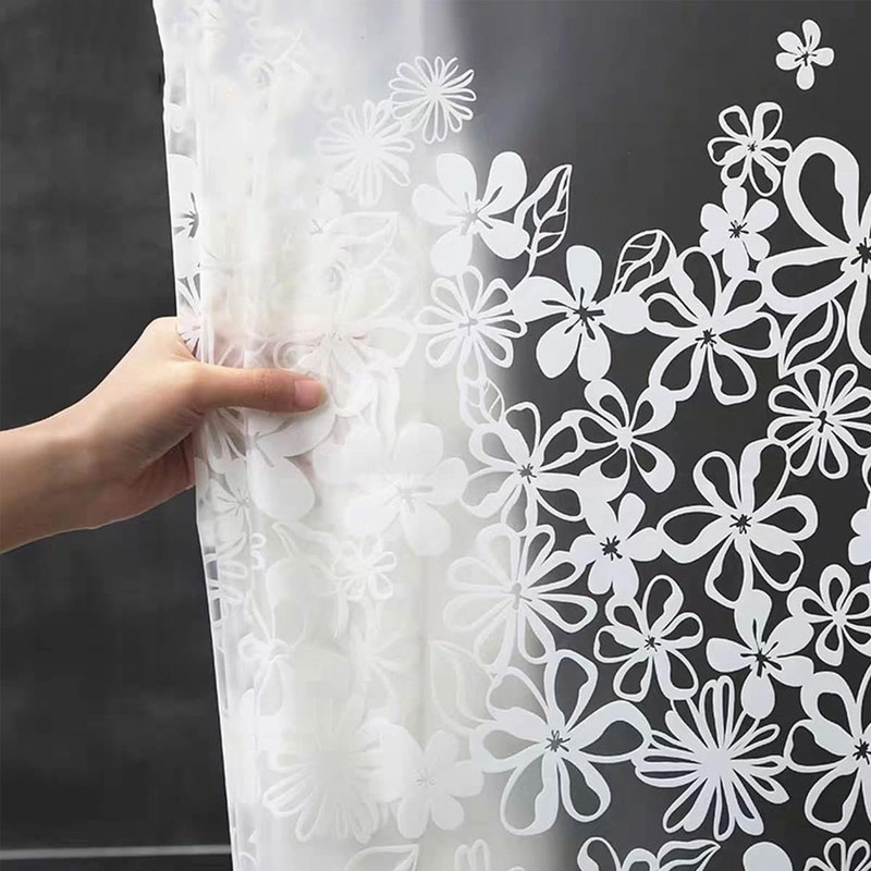 Startseite Long Shower Curtain - Flower Semi-Semi-Transarent Thin Shower Curtain