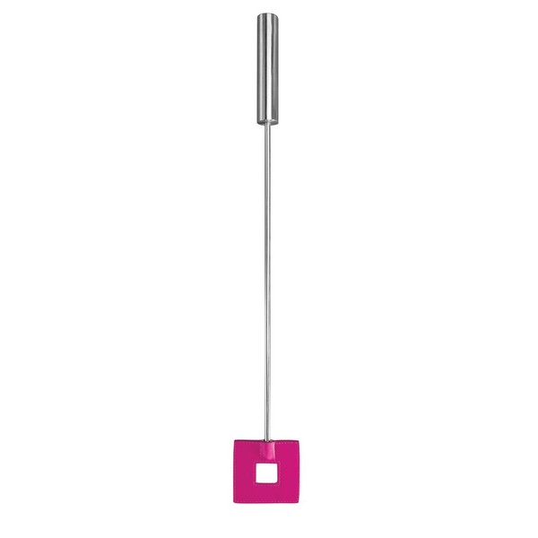 Ouch! Leather Square Tipped Crop, Pink