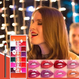 Lipstick Palette | 20 Colors Lip Gloss Packs | Sweat-proof Long-lasting Smudge-proof Creamy Tinted Blush for Dating Party Bridal