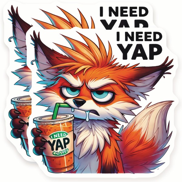 Fox Magnets - I Need Yap Coffee - Funny Animal