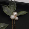 RANXIZY Green Bridal Hairpins Artificial Oliver leaf Large Pearl bride