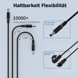 65W Laptop Ladekabel Netzteil für Dell Latitude E7470 E7450 E7440 E7270 E5570 E5270 E5250 E6220 E6430 E6440 5590 5580 5490 5480 5400 5300 5290 5280 7290 7280 19,5V 3,34A Ladegerät Adapter 7,4 * 5,0mm