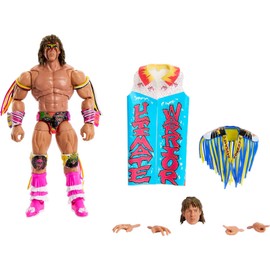 Mattel WWE Ultimate Edition Action Figure & Accessories Set, Warrior 6-inch Collectible with 30 Articulation Points, Swappable Pieces & Entrance Gear