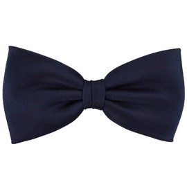 TigerTie Pre-tied Satin Bow Tie - Plain Colour + Gift Box, Navy Sapphire Blue Dark Blue