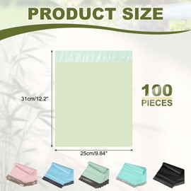 PATIKIL Versandtaschen aus Polyester, 30,5 x 25,4 cm, für Kleidung, mit selbstklebender Dichtung, für Geschäftsversand, wasserdichte Umschläge, Hellgrün, 100 Stück