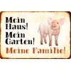 Schatzmix Tin Sign Pig My House! My Garden! Metal Wall