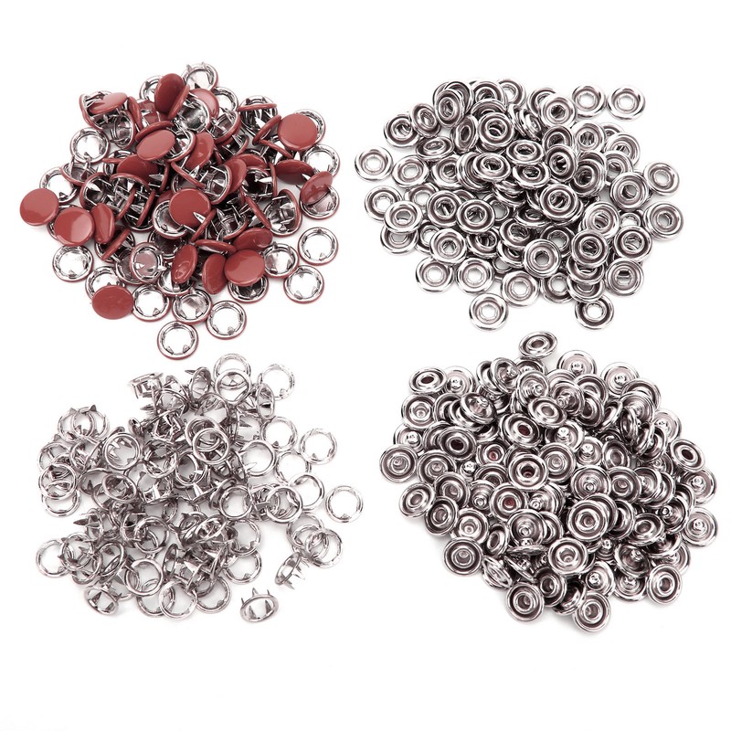 100 Set Snap Button Colorful Brass Prong Press Stud Sewing