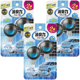 SHOSHU-RIKI Car Clip Type for Cars, Aqua Blue, 1.2 fl oz (3.2 ml) x 6 Piece Set (2 Pieces x 3), Car Clip Deodorizer, Air Freshener