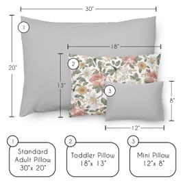 Sweet Jojo Designs Pink Boho Vintage Floral Small Toddler Pillow with Pillowcase 13 x 18 in Travel Essentials Must Haves for Airplane Sleeping Pets Girls Kids Bed Bohemian Shabby Chic Farmhouse