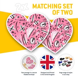2 x Heart Stickers 15 cm - Modern Art Pink Doodles Scribbles Fun Decals for Laptops,Tablets,Luggage,Scrap Booking,Fridges, #21670