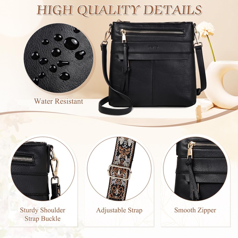 RAVUO Crossbody Bags for Women, Designer Soft Faux Leather Shoulder