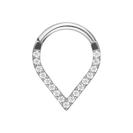 PIERCINGLINE Titanium Clicker Tip + Crystal Ring Nose Septum Ear Helix Choice of Colours, Titanium