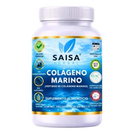 Peptidos de Colágeno Marino Hidrolizado 120 Cáps  Suplemento Alimenticio  Saisa Herbal  Piel, Articulaciones y Uñas  Antiedad y Belleza               