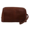 Oakridge Leather Mens Top Frame Washbag/Toiletry Bag - Cognac