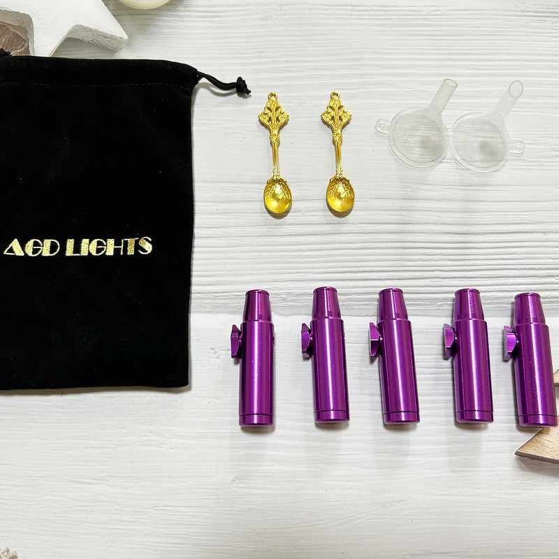 AGD LIGHTS Metal Snuff Balls, 5 Pieces, Flat Leak-Proof Bottle,