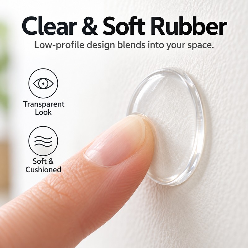 Clear Door Knob Wall Protectors – 40×8mm Bumper Pads for