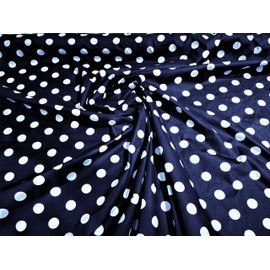 New Creations Fabric & Foam Inc, 60" Wide Polka Dot Poly Cotton Printed Fabric by The Yard. (White Dot on Navy Blue)
