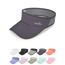 GXCROR UPF 50+ Sun Visor Hat Men Women, Lightweight Breathable Quick Dry Sports Sun Cap for Tennis Running Golf Travel, Grey, One Size
