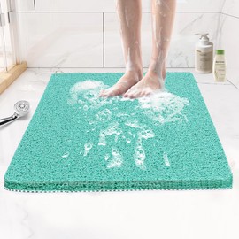 Joyhalo Shower Mats for Showers Anti Slip for Elderly, 24'' x 24'' Non Slip Bath Mat for Inside Shower, Bath Tub Mats for Bathroom Non Slip for Shower, PVC Loofah Bathroom Mats, Aqua