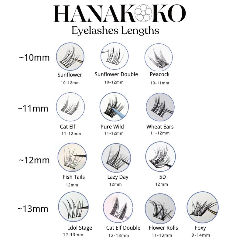 Hanakoko Self Adhesive Lash Clusters Press-on Lashes No Glue Lash