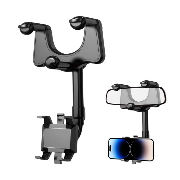 Sylvil Rear View Mirror Phone Holder, 360° Rotatable and Retractable