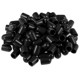 sourcing map 100pcs Rubber End Caps 8mm ID Vinyl Round Tube Bolt Cap Cover Screw Thread Protectors Black