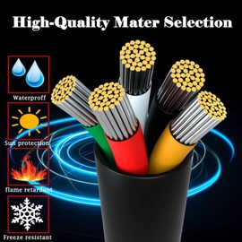 18 Gauge Wire, 5-Conductor Electrical Wire. 18 AWG Stranded Flexible PVC Tinned Copper 18/5 Cord Extension Cable is Used for LED Lamp Lighting, Automotive, Speaker, Audio, Power, etc. (33FT - 10M).