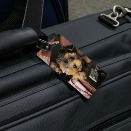Yorkie Yorkshire Terrier Dog Briefcase Luggage ID Tags Cards Set of 2