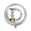 Letter D Floral Monogram Initial Pill Case Trinket Gift Box