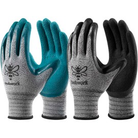 DOFOWORK Gardening Gloves - 6 Pair, Breathable Natural Latex, Flexible and Protective, Black & Green, XX-Large