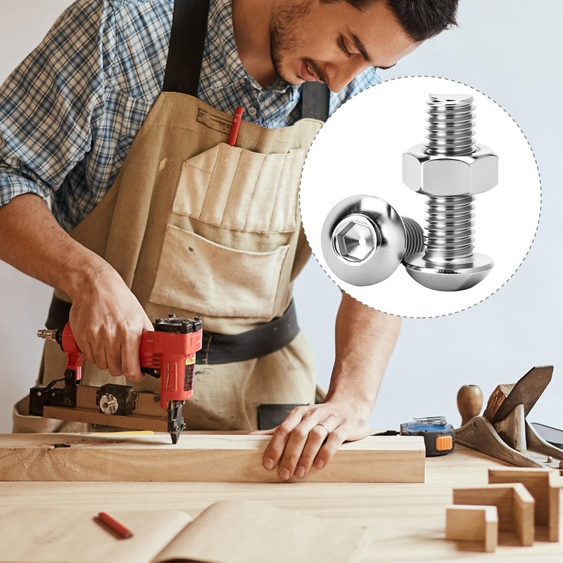 QWORK® 80Pcs M8 Bolts and Nuts Set, 304 Stainless Steel,