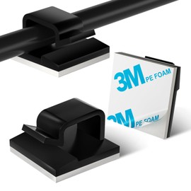 KGROTE KGROTE 100 Stck Kabelhalter, Kabelfhrung Organizer Kabelclips Selbstklebend Outdoor Kabelklemmen, Kabel Haken Draht Halter fr Kabelmanagement - Kabelbefestigung Lichterkette (Mittel, Schwarz)