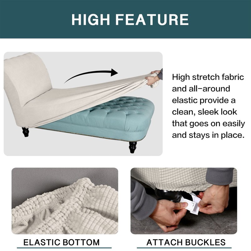 FantasDecor Chaise Lounge Cover Stretch Armless Chair Slipcover for Living