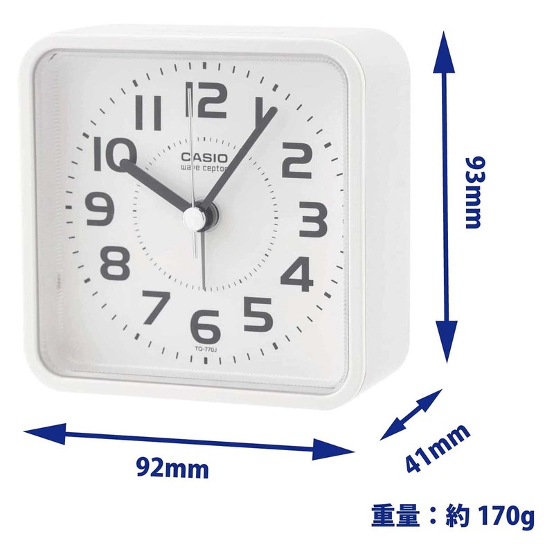 Casio TQ-770J-7JF Alarm Clock, Radio, White, Analog, Nighttime Second Hand
