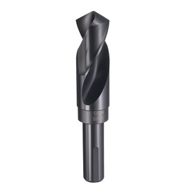 HARFINGTON 1-1/8" Drill Bit 3/4" Reduced Shank 3-Flat 4241 High Speed Steel Nitriding Black 118° Standard Point for Plastic Wood Copper Aluminum Iron Medium Soft Metal