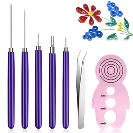 Slotted Quilling Tool, Quilling Tool Set, Paper Quilling Tools, Paper Quilling Slot Pens Tool Set, for Rolling Paper Flowers, Crafts, 7-Piece Tool Set, Purple