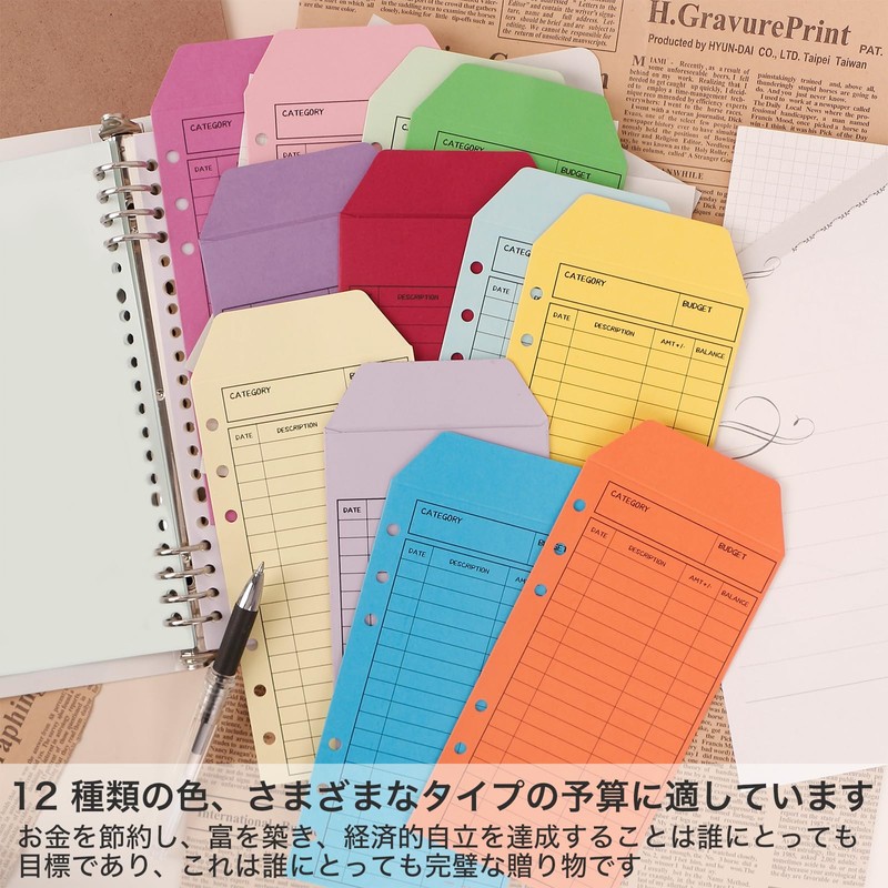 DARETOTRY Cash Envelopes Budget Envelopes Saving Envelopes 12 Colors 6