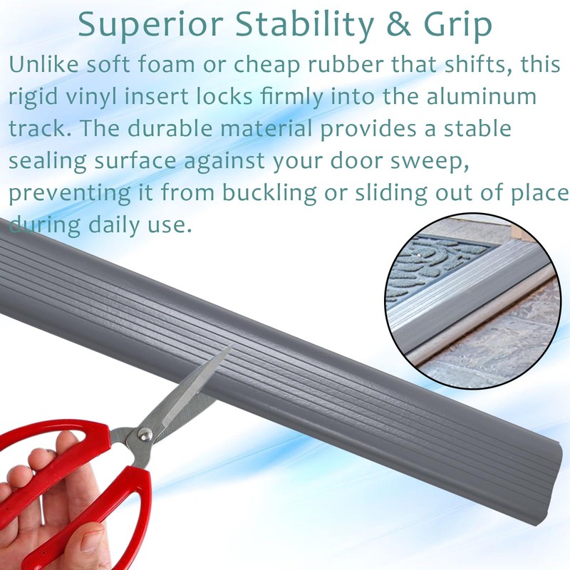  13524 Gray Vinyl Door Threshold Replacement Insert, 1-1/4 in.
