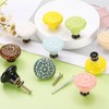 sourcing map 10Pcs Ceramic Knobs, 34mm/1.34" Flower Pattern Mushroom Knob