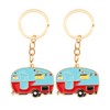 Zpana Camper Car Keychain, 2PCS Happy RV Pendant Keyring, Metal