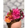 FANFAN Fuchsia Mexican Flower Crown Headband with Dahlia Flower -