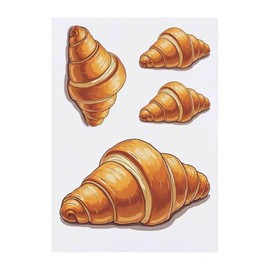 Azeeda 4 x 'Einzelnes Croissant' Temporäre Tattoos - Wasserfest, Hautfreundlich & Ungiftig · Transfers in Verschiedenen Größen (TO00080520)