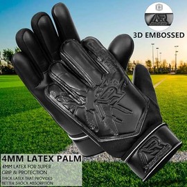 Arsh Sports Soccer Goalie Gloves,Football Goalkeeper Gloves for Kids Boys Youth Children Double Wrist Protection Along 4mm Super Grip Palm (Jet Black New, Size 7 Suitable for Size S-M Adult)